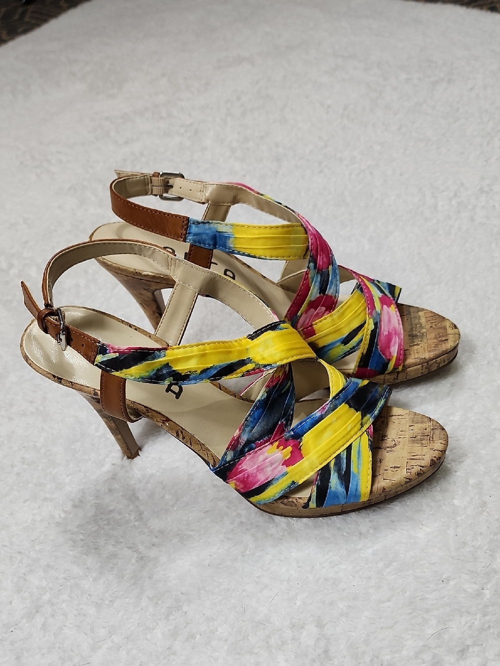 Unisa Multicolor Floral Strappy Heels